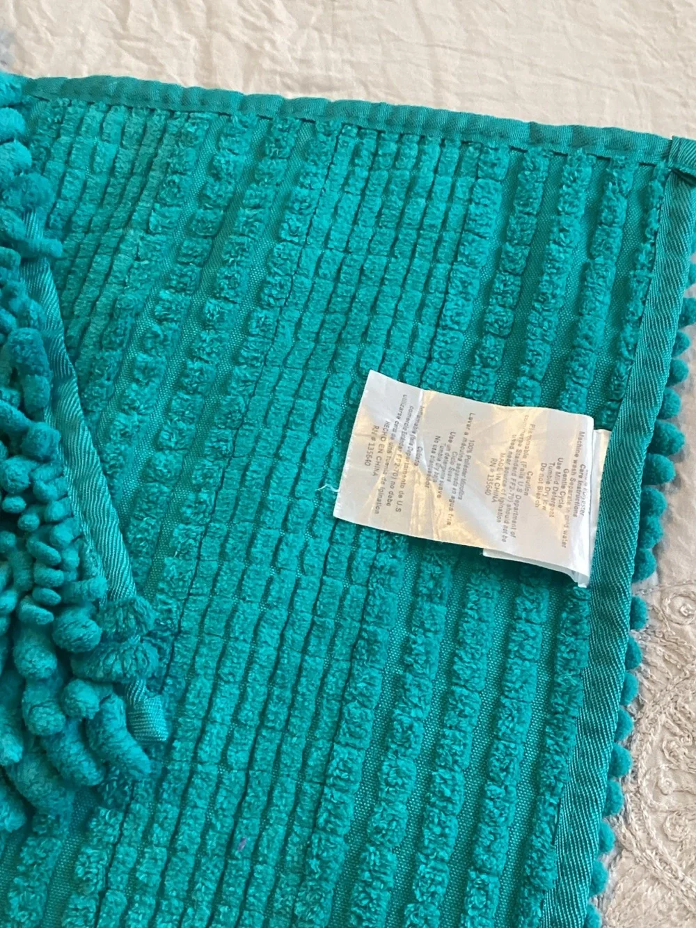 Teal Chenille Shower Curtain and Bath Rug Set
